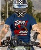 Granatowa koszulka motocyklowa Terapia 98 Oktanów, odzież motocyklowa dla fana motocykli