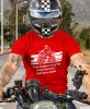 kiedy humor Ci się zjebie wsiądź na motor będziesz w niebie, czerwona koszulka motocyklowa, motocykl, motocyklista.jpg