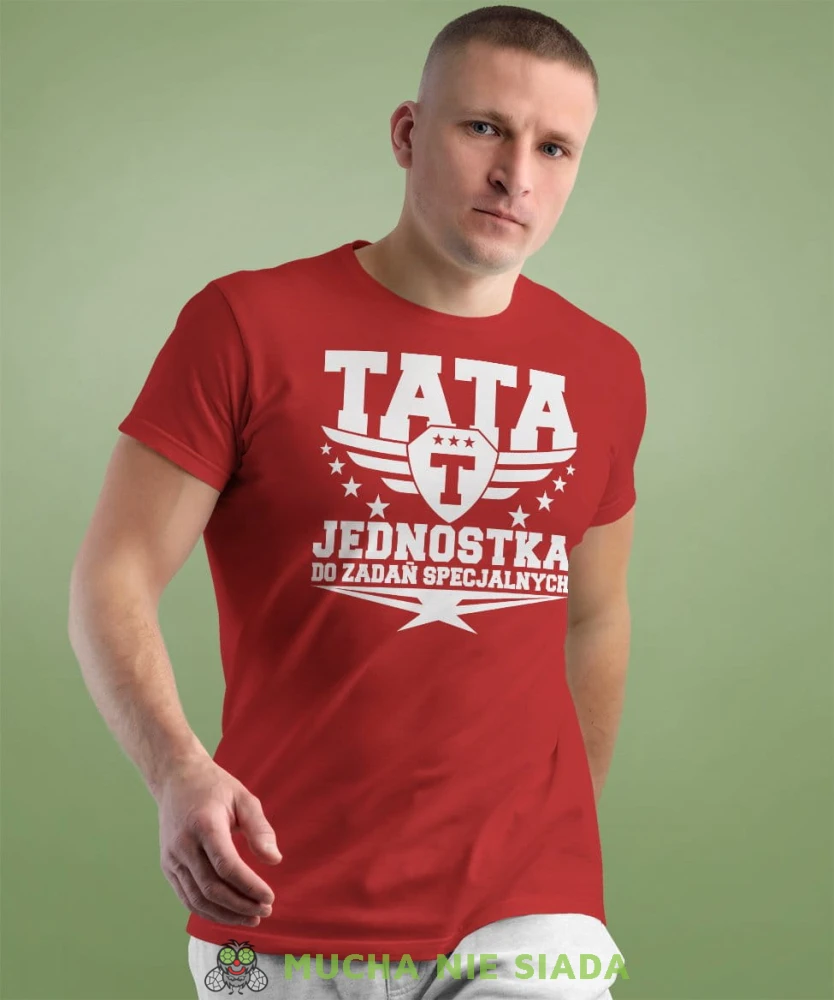 Tata jednostka do zadań specjalnych - koszulka dla taty na dzień ojca lub urodziny czerwona