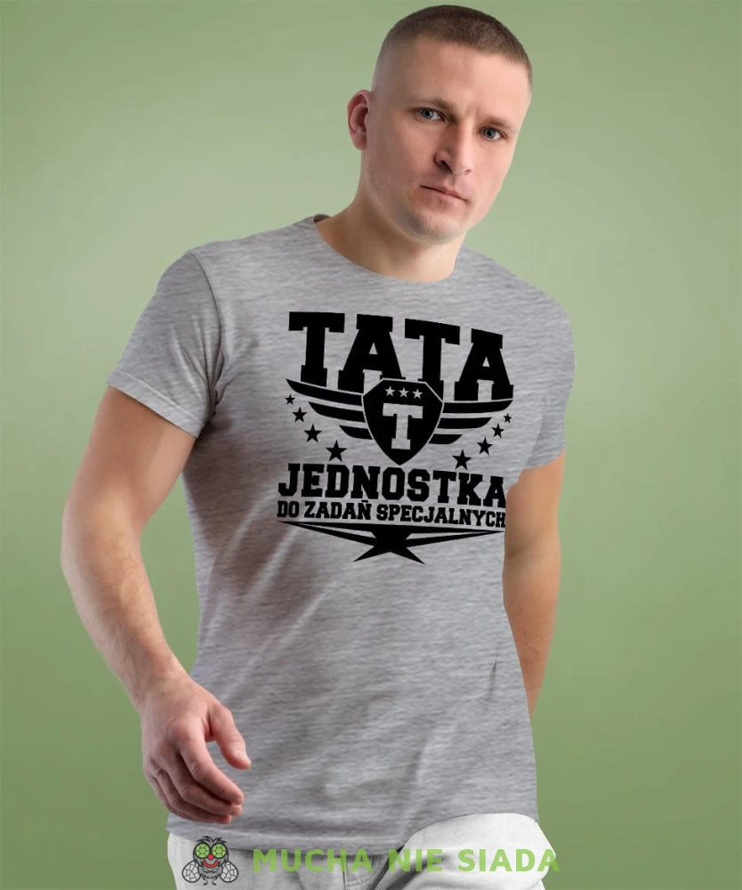 Tata jednostka do zadań specjalnych - koszulka dla taty na dzień ojca lub urodziny szara