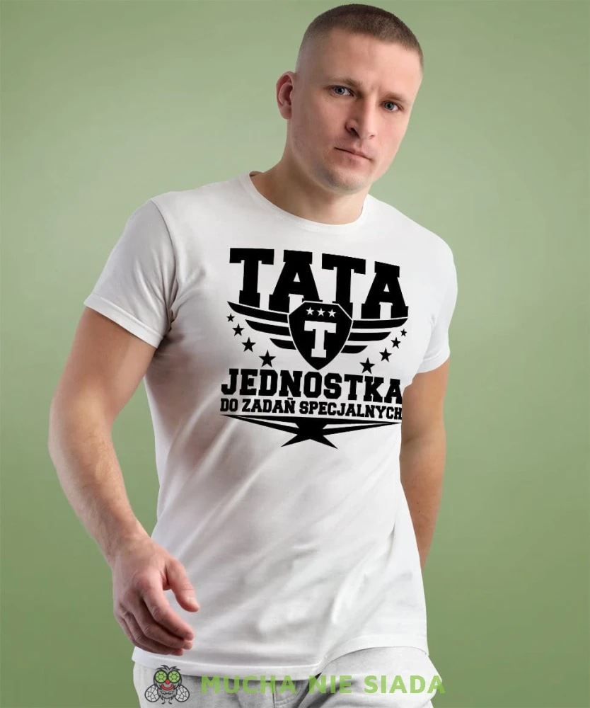 Tata jednostka do zadań specjalnych - koszulka dla taty na dzień ojca lub urodziny biała