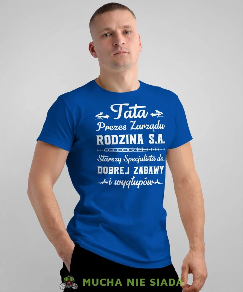 Tata prezes zarządu rodzina s.a - koszulka dla taty niebieska