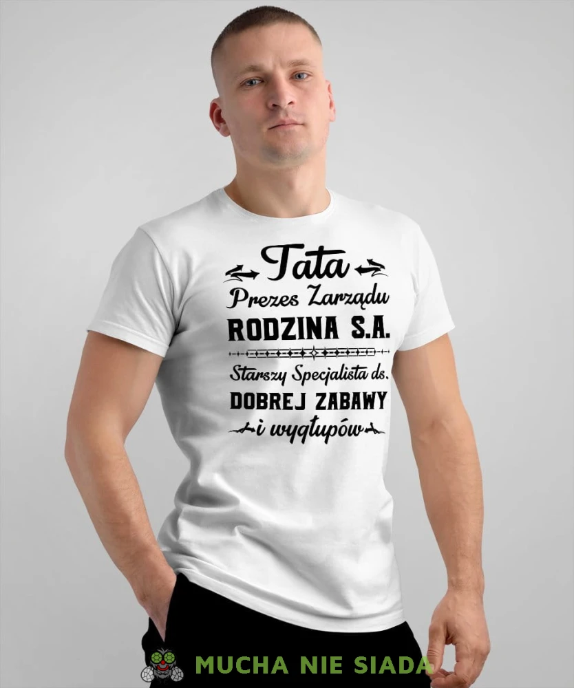 Tata prezes zarządu rodzina s.a - koszulka dla taty biała