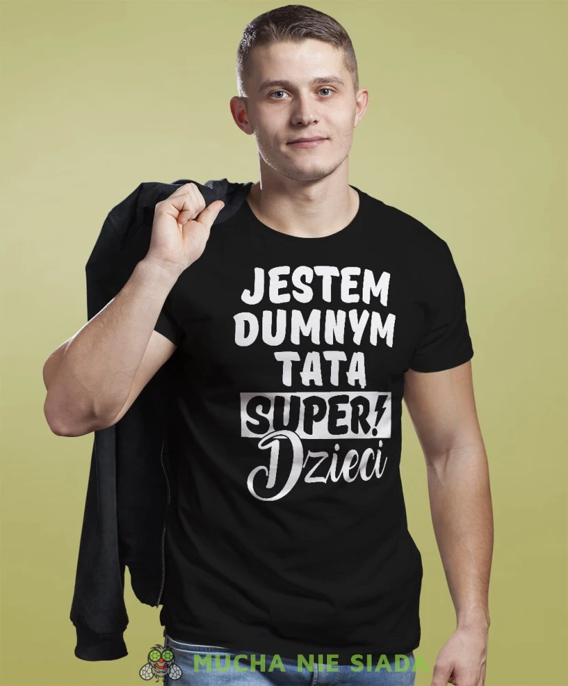 Jestem dumnym tatą super dzieci - koszulka dla taty czarna