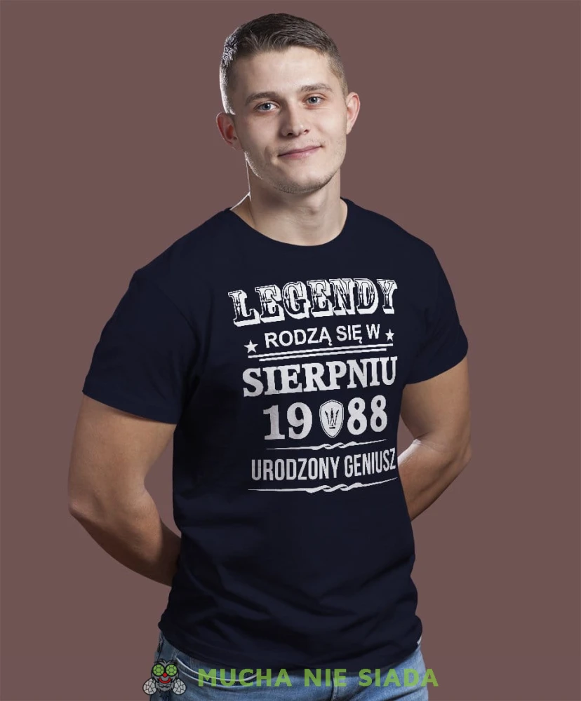 Legendy rodzą się w... urodzony geniusz Koszulka urodzinowa granatowa