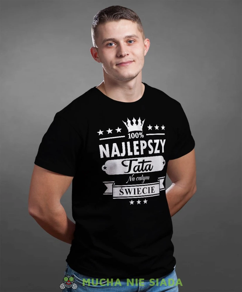 Najlepszy tata na całym świecie koszulka dla taty czarna