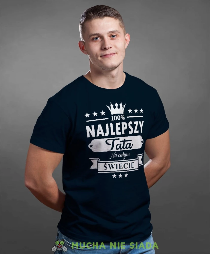 Najlepszy tata na całym świecie koszulka dla taty granatowa