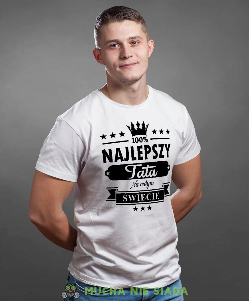 Najlepszy tata na całym świecie koszulka dla taty biała