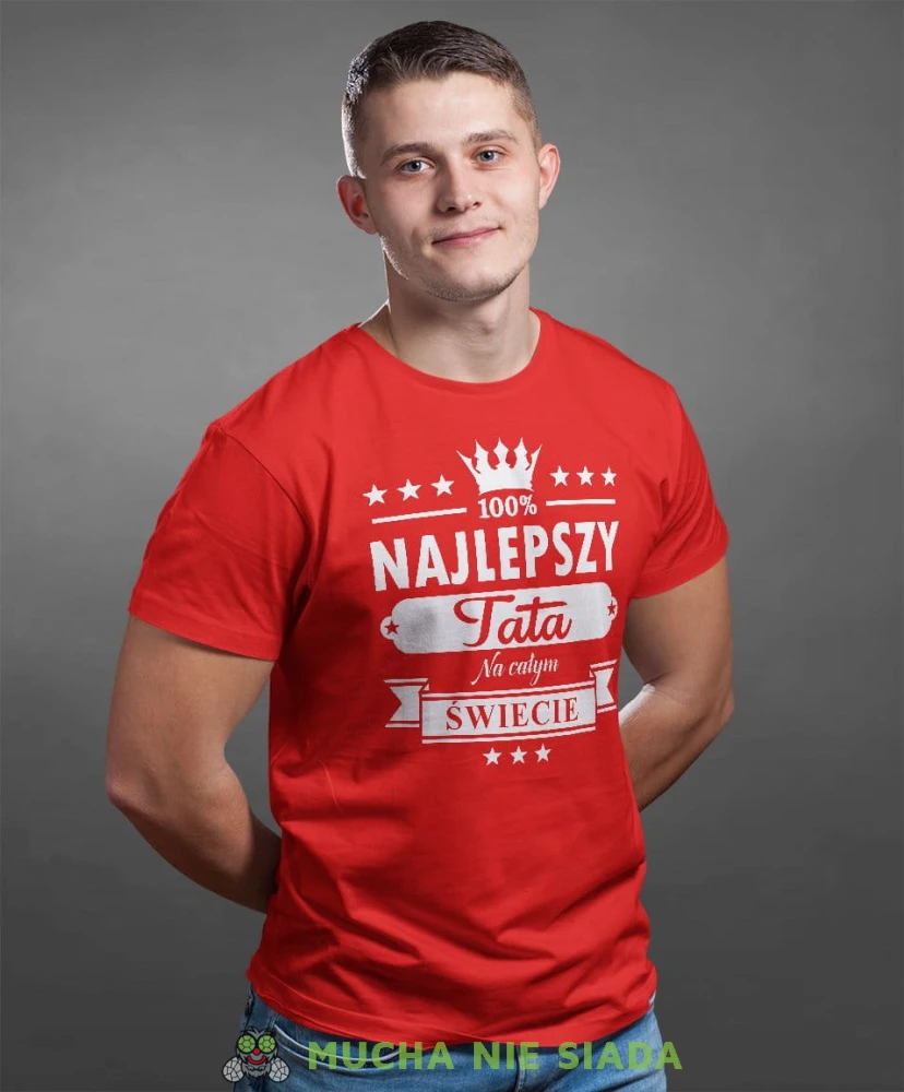 Najlepszy tata na całym świecie koszulka dla taty czerwona
