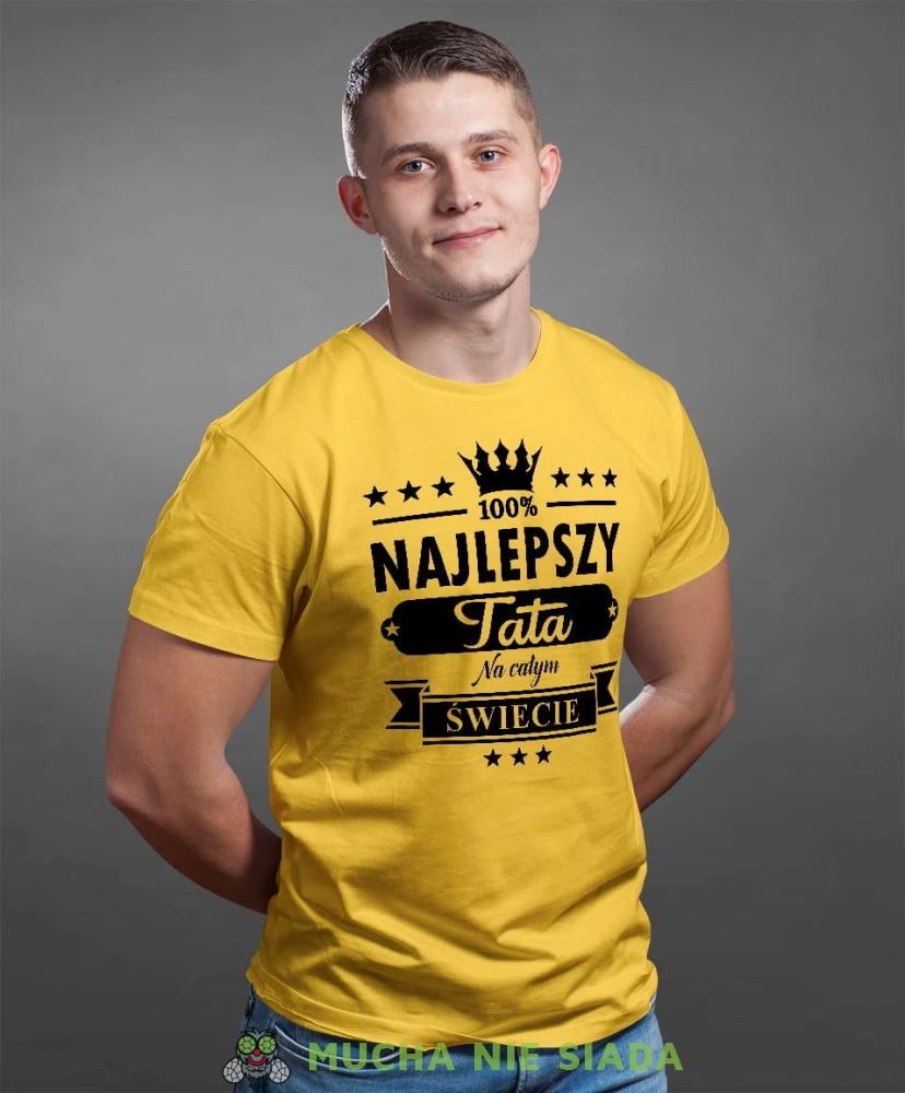 Najlepszy tata na całym świecie koszulka dla taty żółta