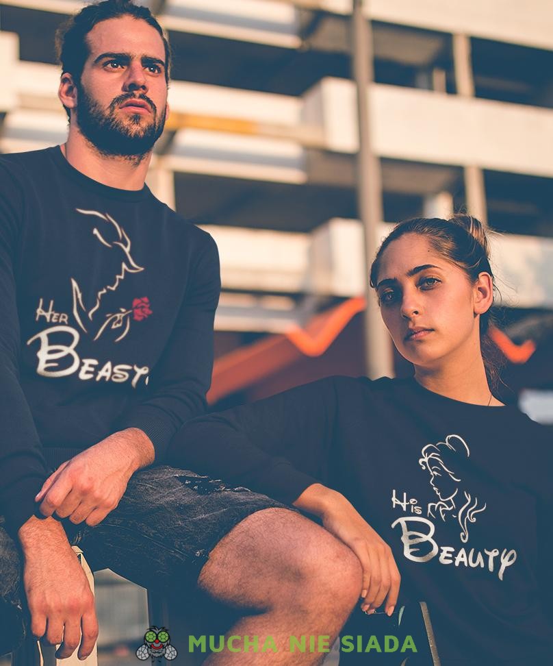 Her beast His beauty Bluzy dla par unisex