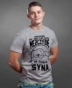 Prosiłem Boga żeby zrobił ze mnie lepszego mężczyznę, on zesłał mi syna koszulka dla taty szara