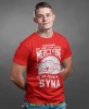 Prosiłem Boga żeby zrobił ze mnie lepszego mężczyznę, on zesłał mi syna koszulka dla taty czerwona