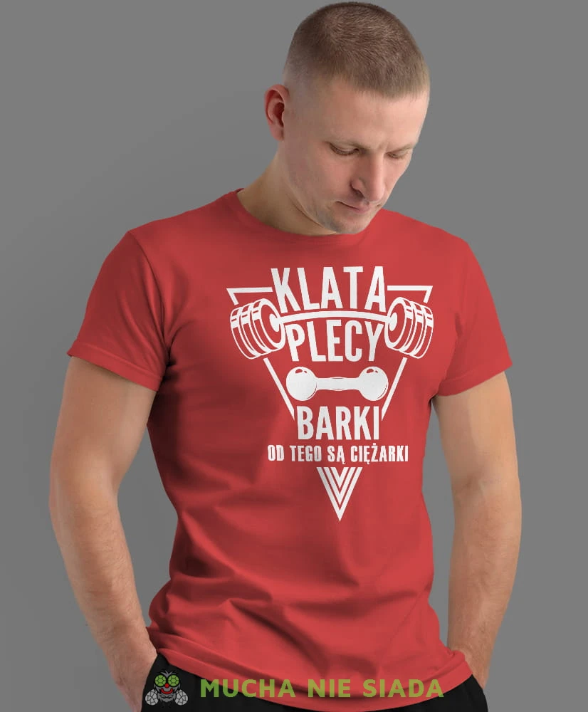 klata plecy barki od tego są ciężarki, czerwona koszulka na siłownię, męska koszulka, koszulka sportowa, na sport, gym, na siłownię.jpg