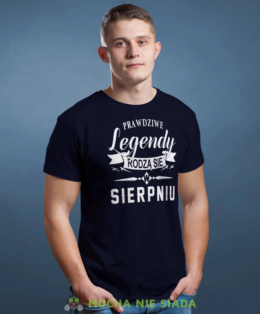 Prawdziwe legendy rodzą się w... Koszulka urodzinowa granatowa