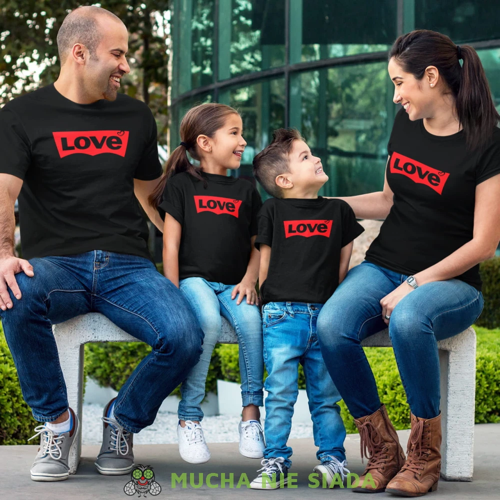 rodzina, mama, tata, syn, córka, love czarne koszulki levis styl.jpg