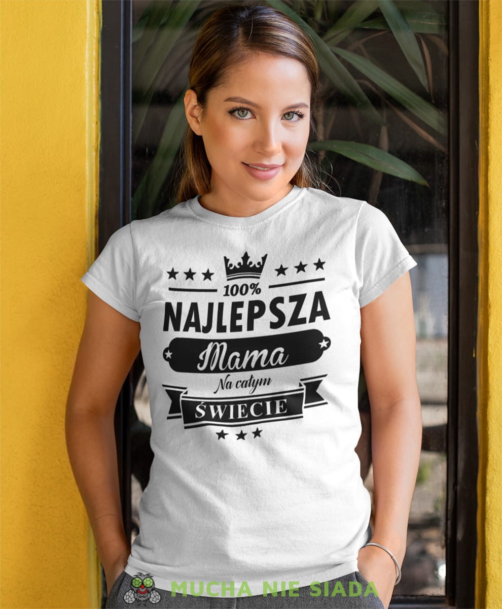 Koszulka Dla Mamy - Najlepsza mama na całym świecie - Na prezent na Dzień Mamy lub urodziny Damska Koszulka