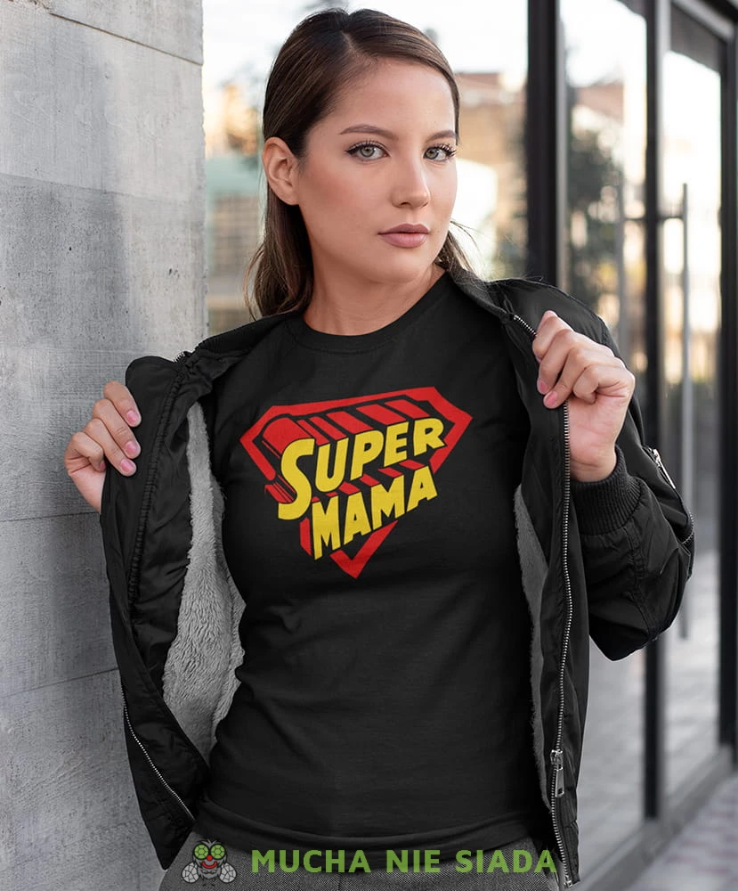 super mama czarna koszulka dla mamy.jpg