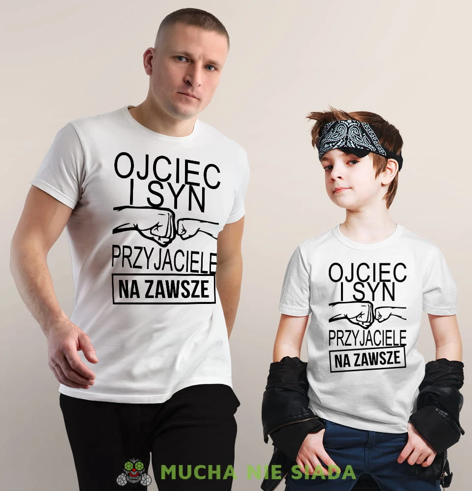 ojciec i syn przyjaciele na zawsze! białe koszulki dla taty i syna.jpg