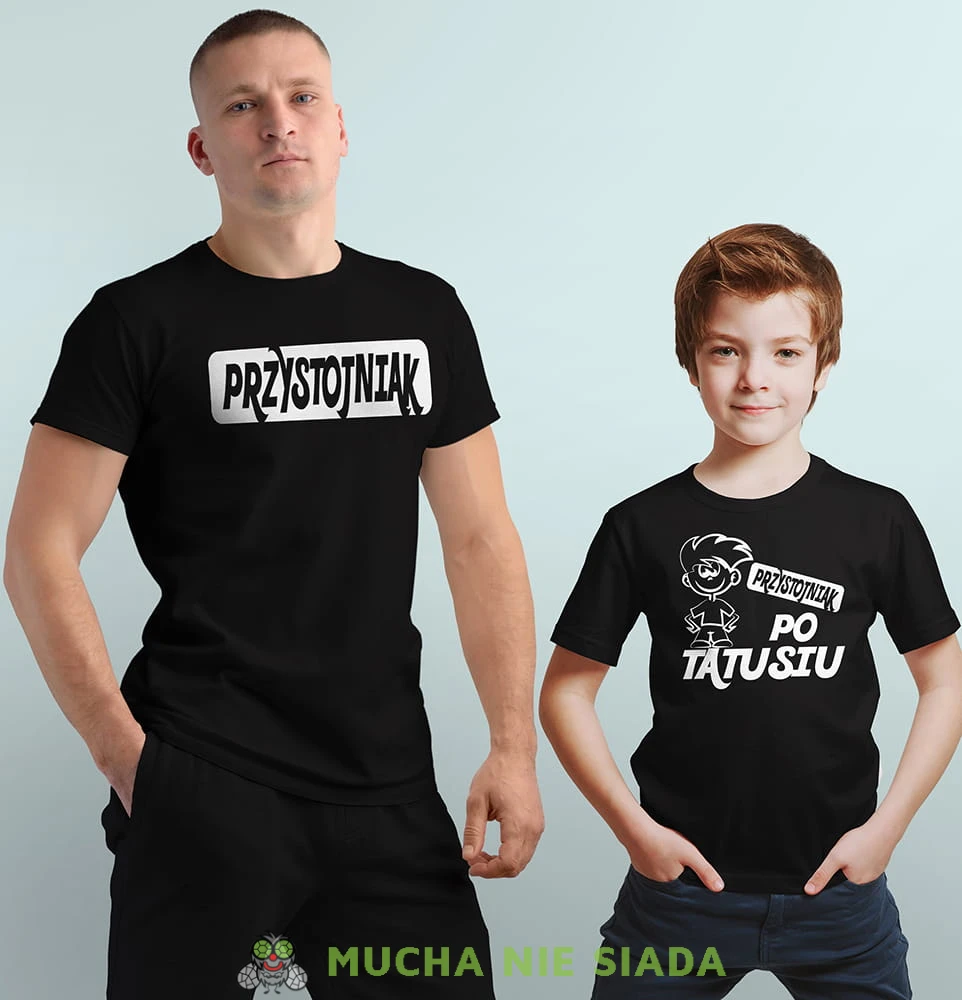 przystojniak po tatusiu czarne koszulki dla taty i syna.jpg