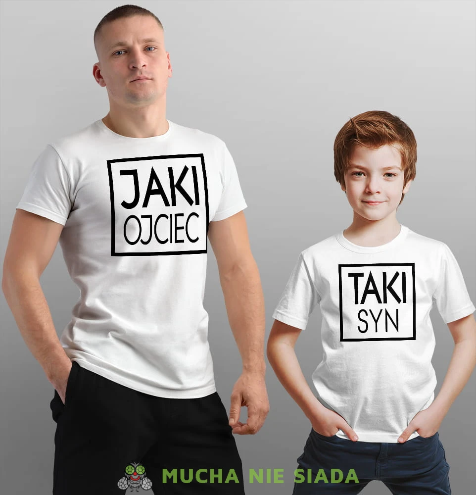 jaki ojciec taki syn 2 białe koszulki dla taty i syna.jpg