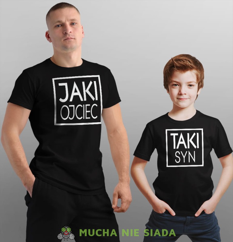 jaki ojciec taki syn 2 czarne koszulki dla taty i syna.jpg