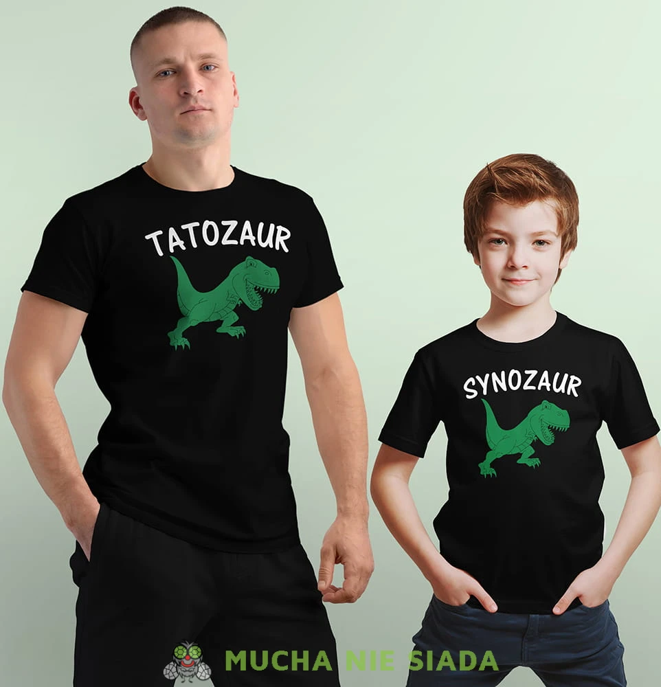 TATOZAUR SYNOZAUR czarne koszulki dla taty i syna.jpg