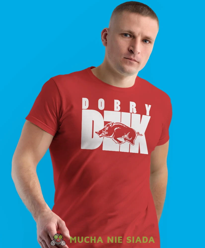 dobry dzik, czerwona koszulka na siłownię, męska koszulka, koszulka sportowa, na sport, gym, na siłownię.jpg