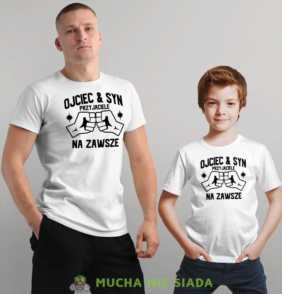 ojciec i syn przyjaciele na zawsze piąstki białe koszulki dla taty i syna.jpg