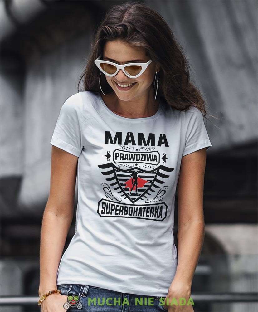 Koszulka Dla Mamy - Mama prawdziwa superbohaterka - Na prezent na Dzień Mamy lub urodziny Damska Koszulka