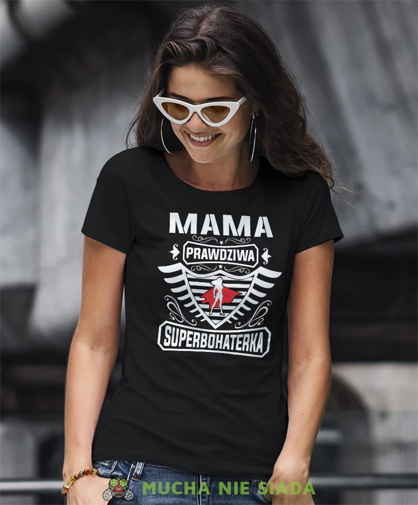 mama prawdziwa superbohaterka czarna koszulka dla mamy.jpg