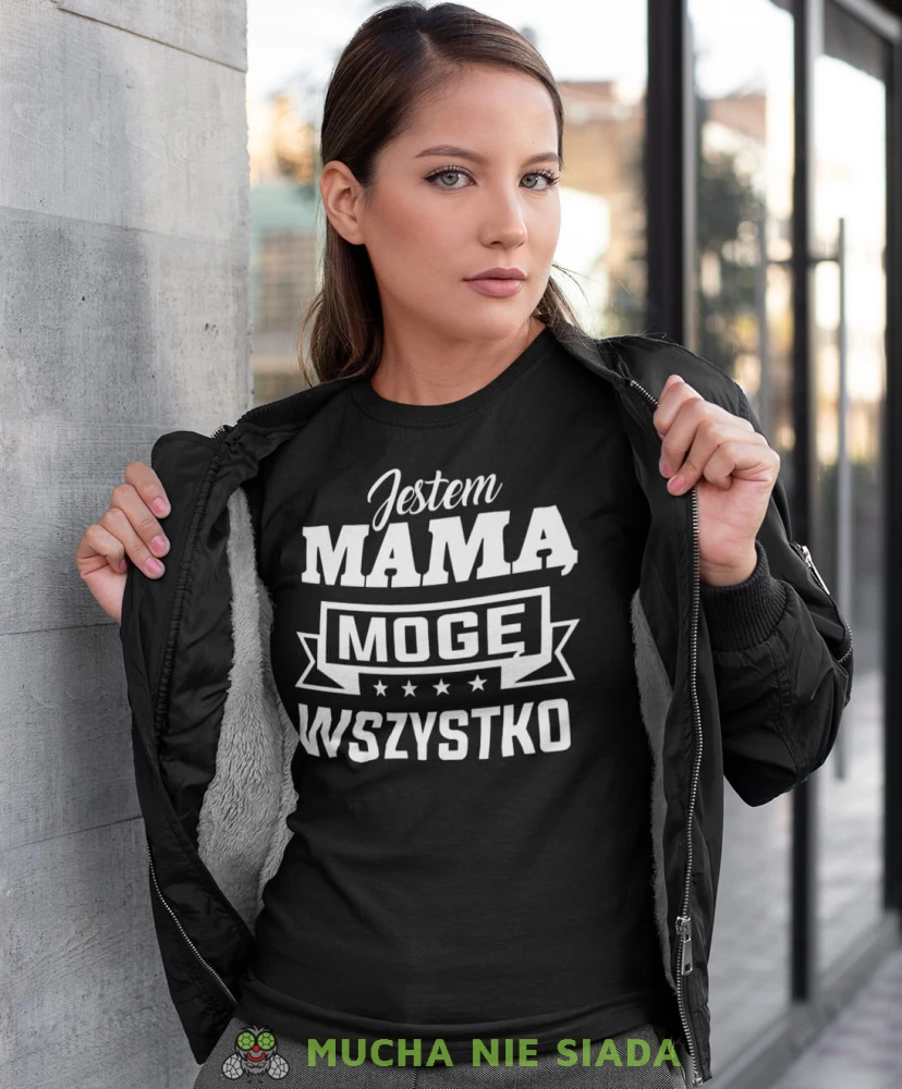 jestem mamą mogę wszystko czarna koszulka dla mamy.jpg