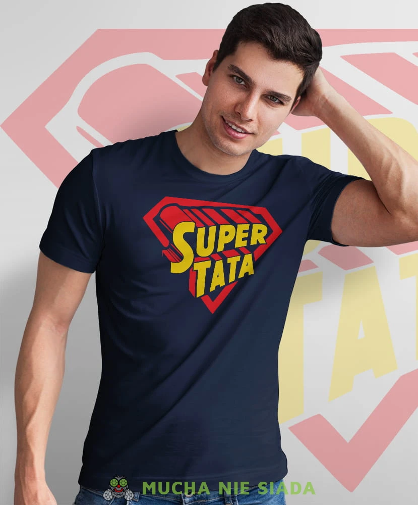 super tata granatowa koszulka dla taty dzień ojca.jpg