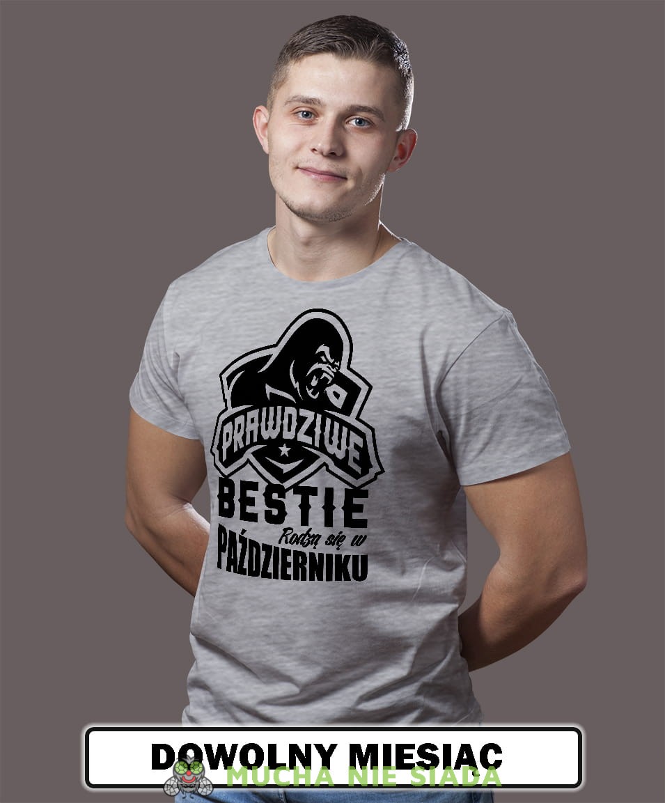 Męska Koszulka Urodzinowa - Prawdziwe bestie rodzą się w... 
