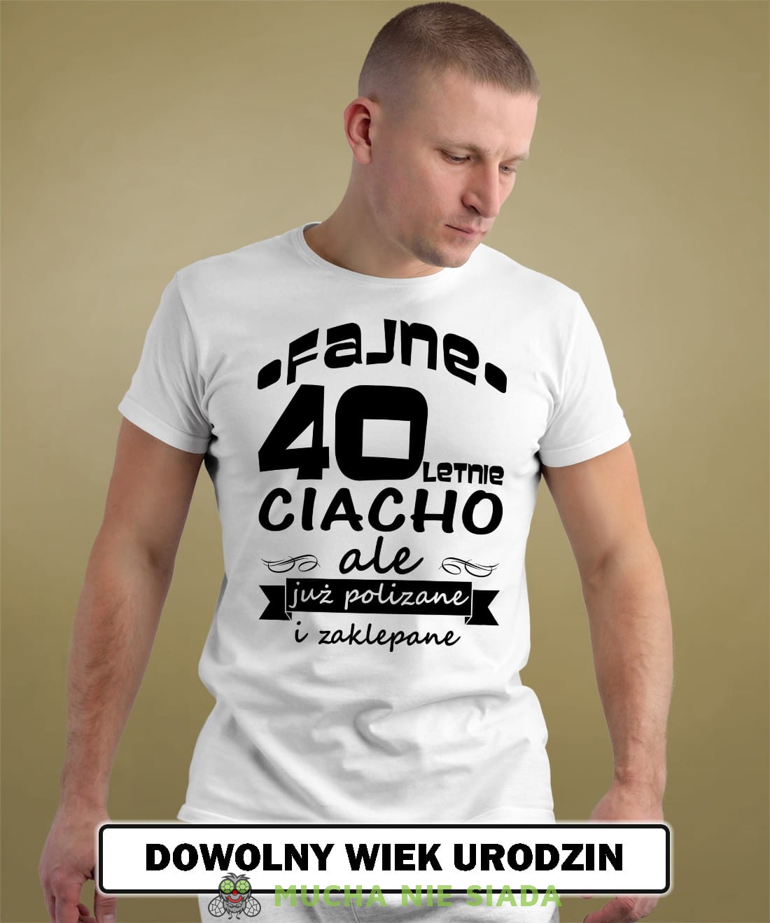 Męska Koszulka Urodzinowa -  Fajne 40letnie ciacho ale już polizane i zaklepane