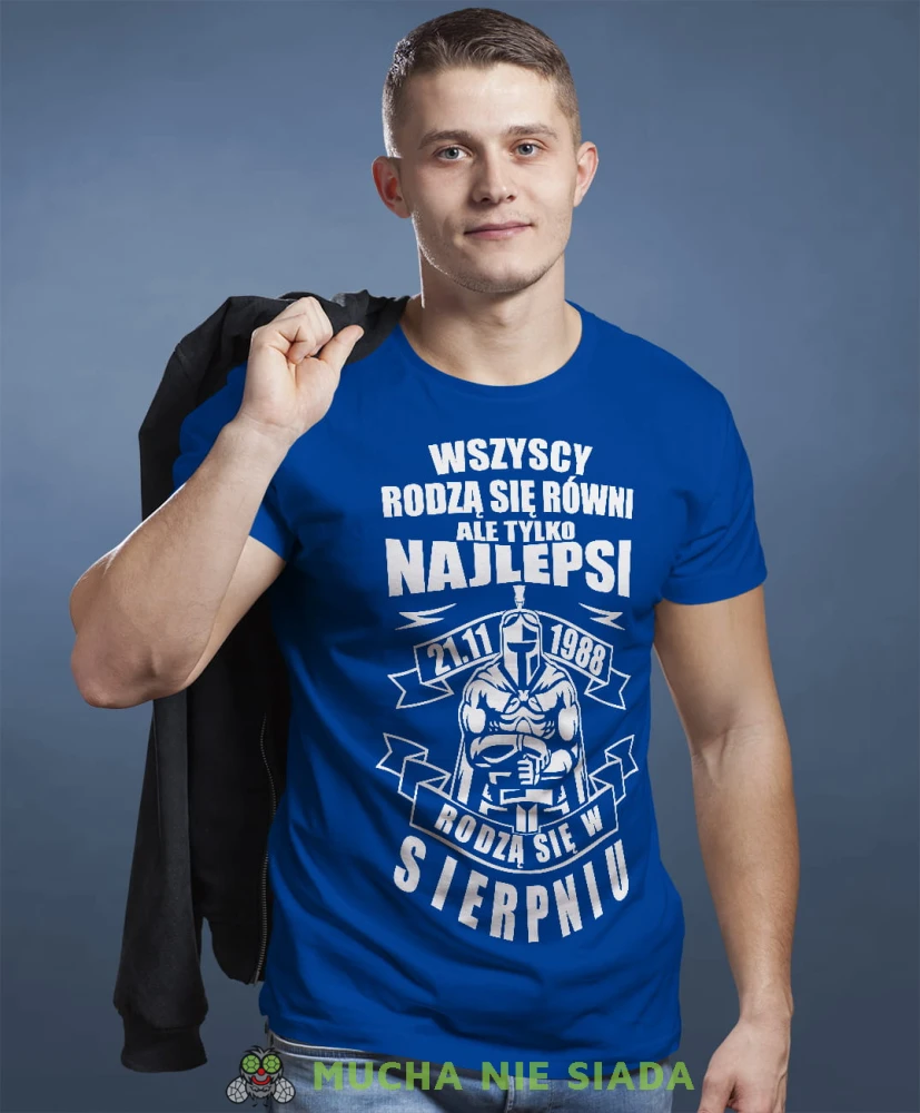 Wszyscy rodzą się równi ale tylko najlepsi rodzą się w... koszulka urodzinowa niebieska