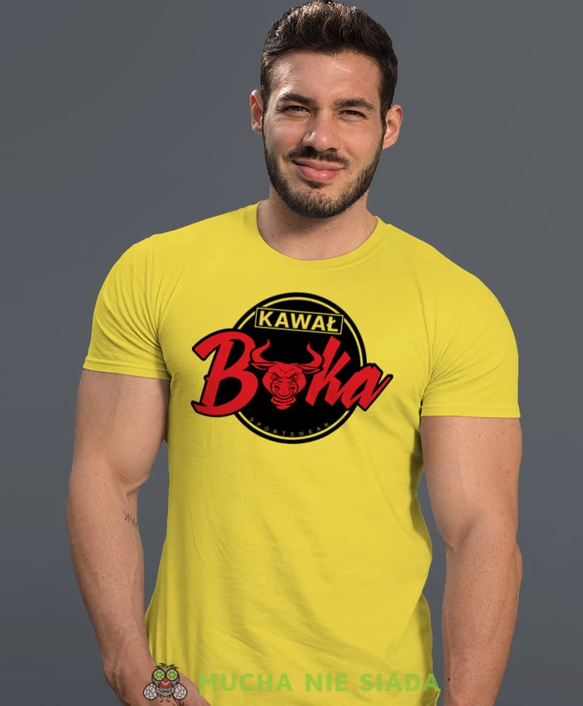 kawał byka sports wear, żółta koszulka na siłownię, męska koszulka, koszulka sportowa, na sport, gym, na siłownię.jpg