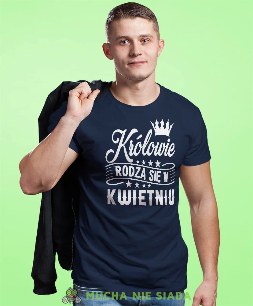 krolowie rodza sie w... męska granatowa koszulka urodzinowa na urodziny.jpg