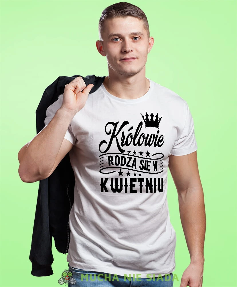krolowie rodza sie w... męska biała koszulka urodzinowa na urodziny.jpg