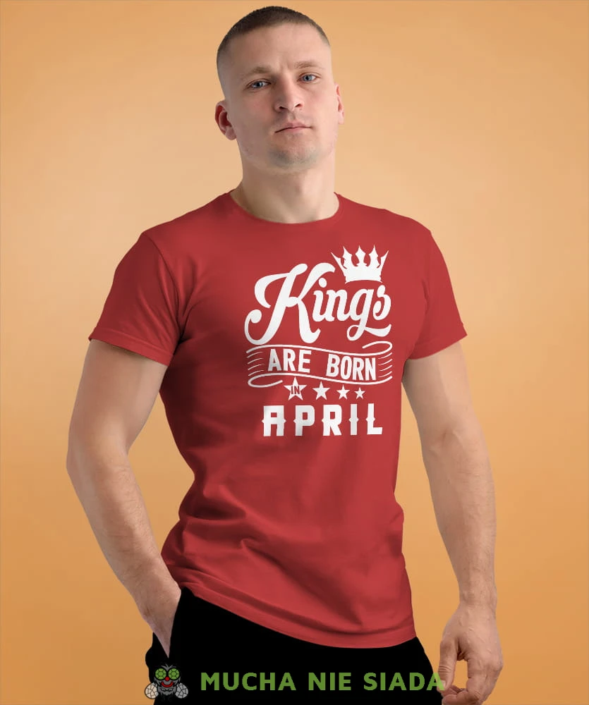 kings are born in... męska czerwona koszulka urodzinowa na urodziny.jpg