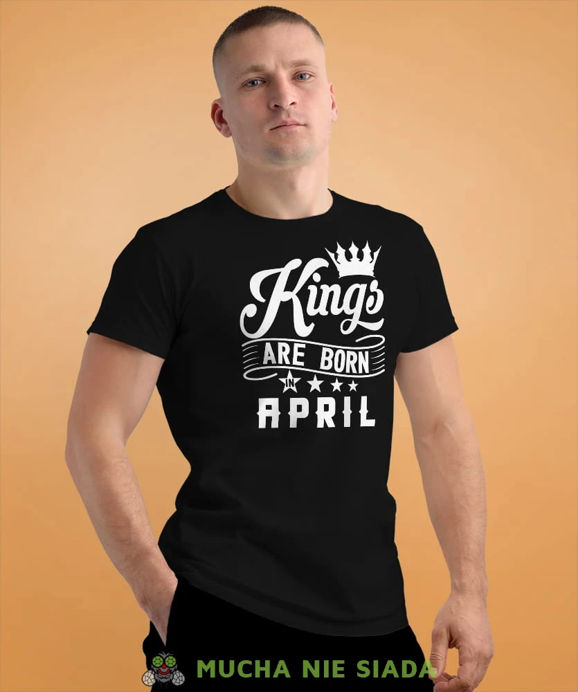 kings are born in... męska czarna koszulka urodzinowa na urodziny.jpg
