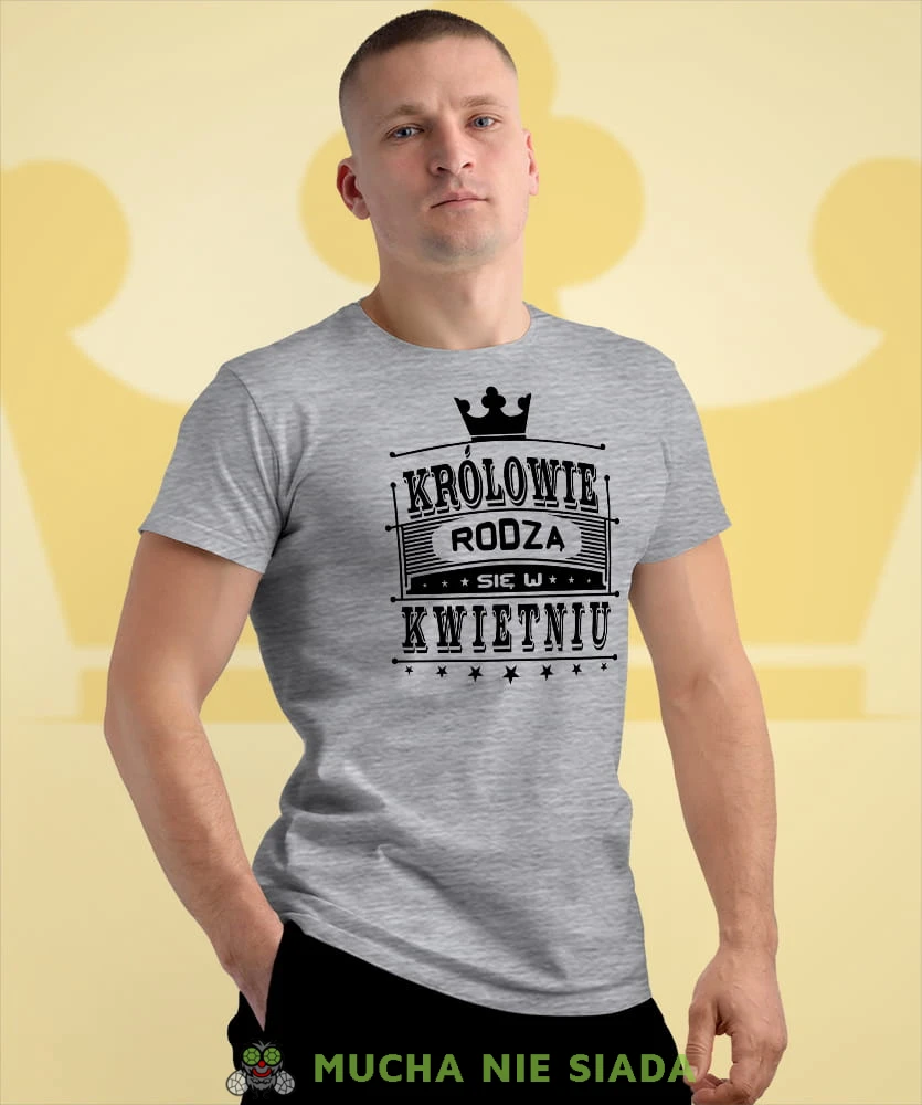 królowie rodzą się w... męska szara koszulka urodzinowa na urodzina.jpg