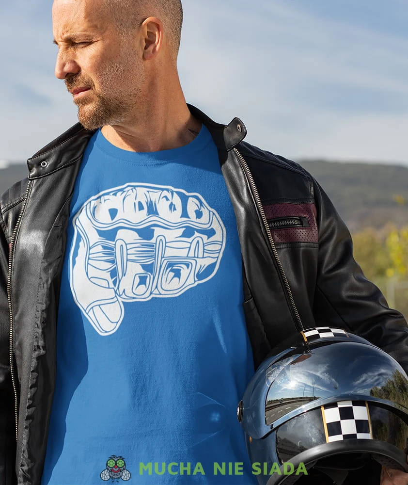 Rękawica motocyklowa niebieska Koszulka motocyklowa.jpg