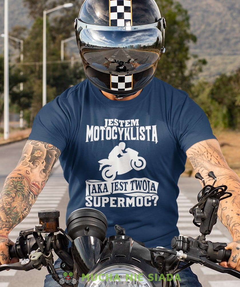 Męska Koszulka motocyklowa - Jestem motocyklistą jaka jest twoja supermoc?