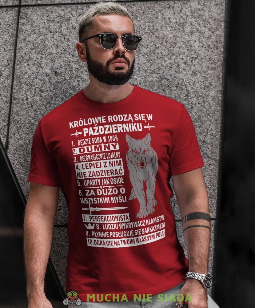 Królowie rodzą się w.... czerwona koszulka urodzinowa Wilk