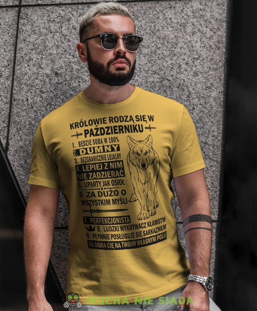 Królowie rodzą się w.... żółta koszulka urodzinowa Wilk