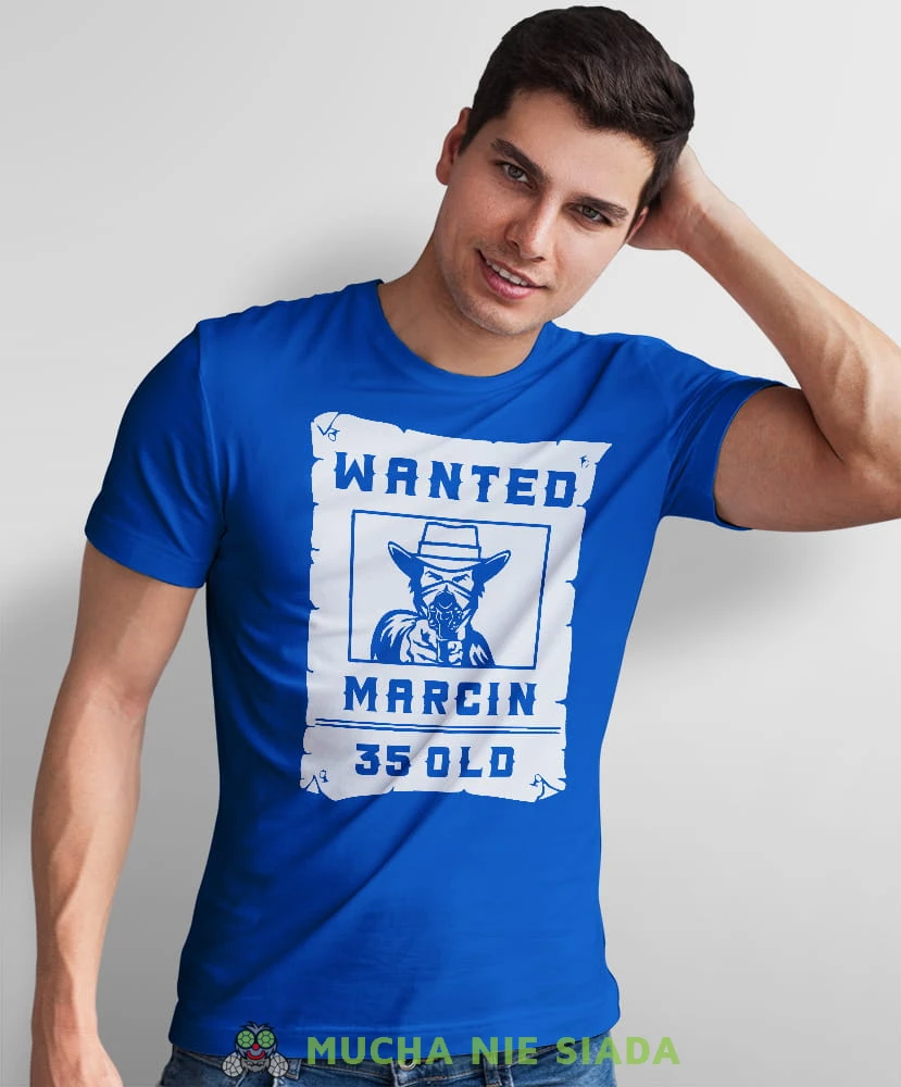 wanted niebieska męska koszulka urodzinowa z nadrukiem na urodziny.jpg
