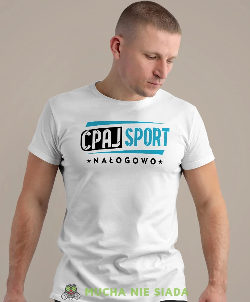 ćpaj sport nałogowo, biała koszulka na siłownię, męska koszulka, koszulka sportowa, na sport, gym, na siłownię.jpg