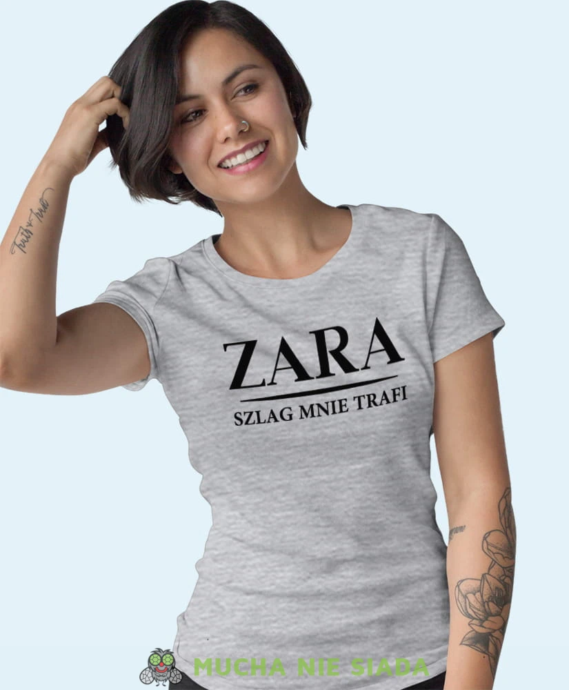 zara szlag mnie trafi szara damska koszulka z nadrukiem na prezent dla dziewczyny.jpg