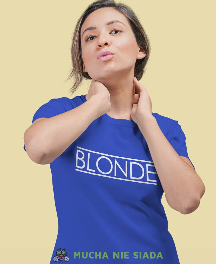 blonde niebieska damska koszulka z nadrukiem na prezent dla dziewczyny.jpg